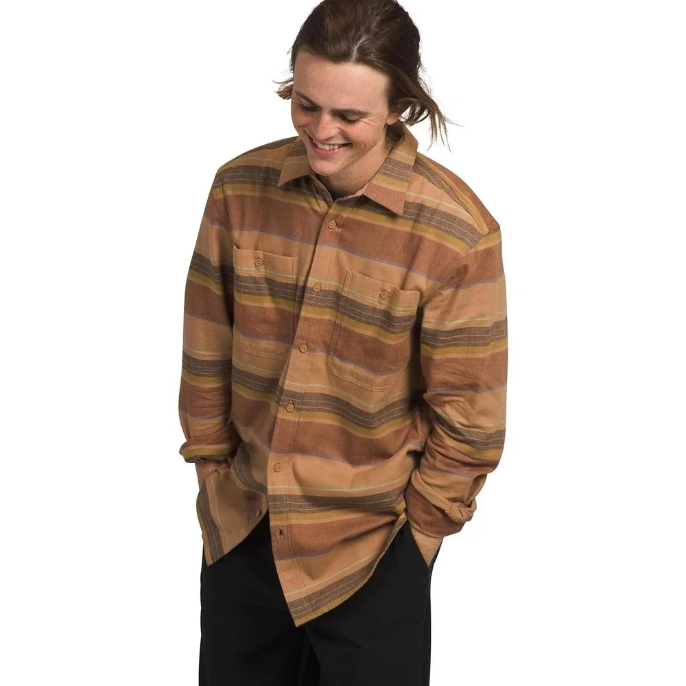 The North Face Arroyo Flannel Shirt Almond Butter Stripe‎ Mens NF0A5373 M NEW